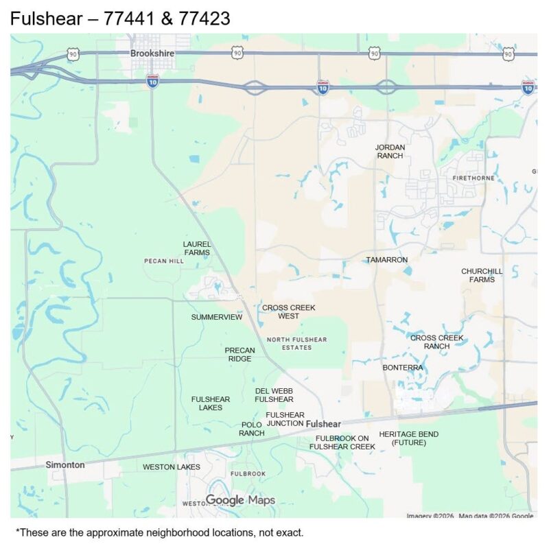 Map of Fulshear TX Neighborhoods – Katy Texas Real Estate Information Map of Fulshear TX Neighborhoods