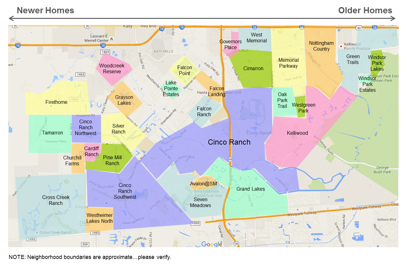 katy neighborhoods map